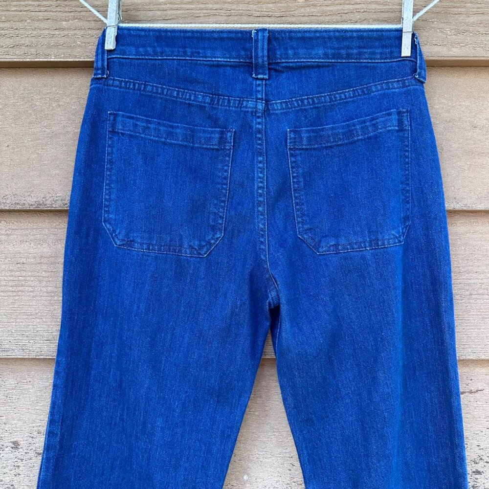 GAP Womens Wide-Leg Dark Indigo Denim Pants Size 27 High-Rise Button Detail Cott - Picture 9 of 13